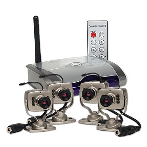 4-Channel Wireless Receiver and 4 Color Cameras